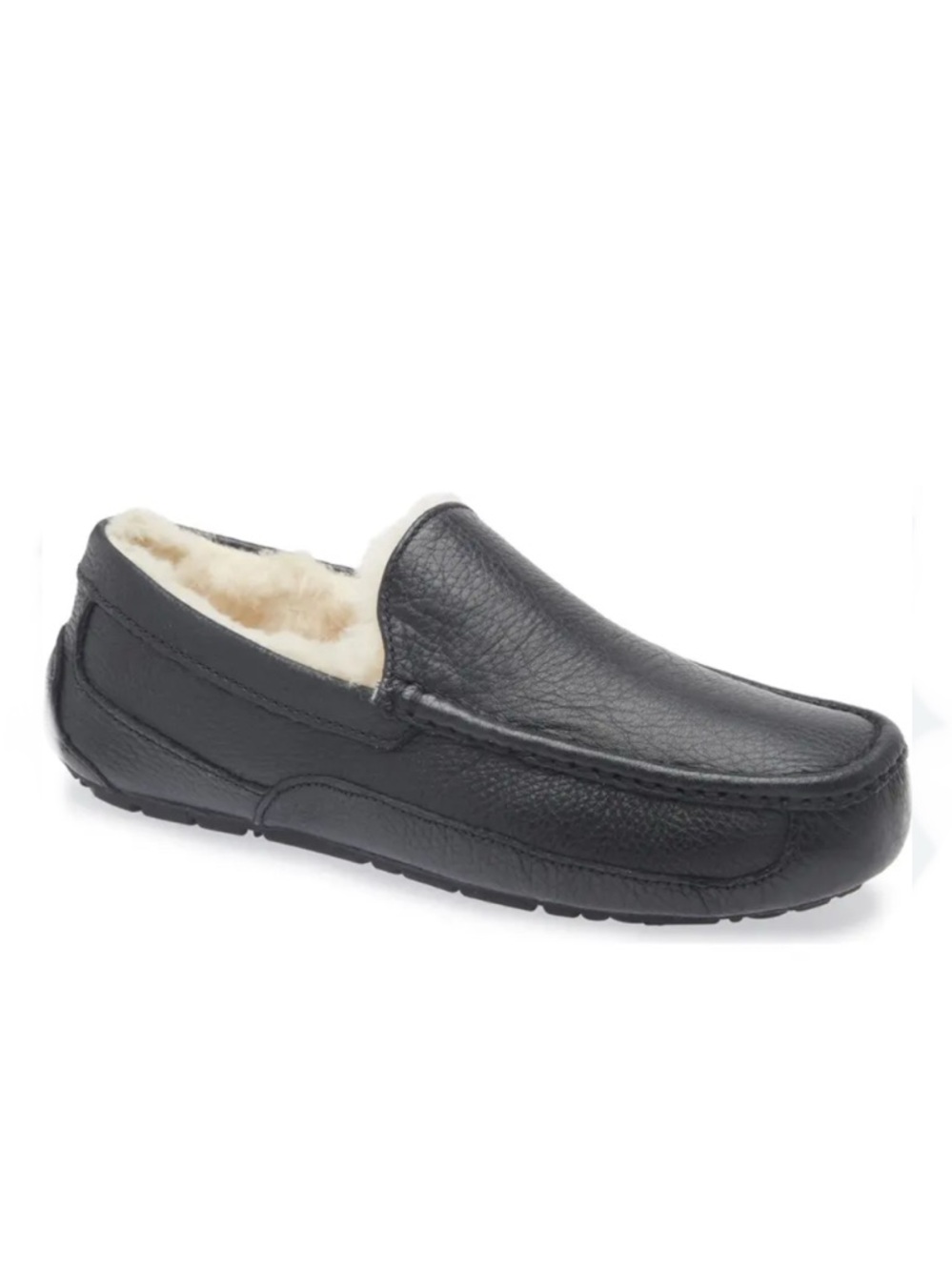 UGG Ascot Full Grain Leather Shearling Lined Slippers Loafers 5379